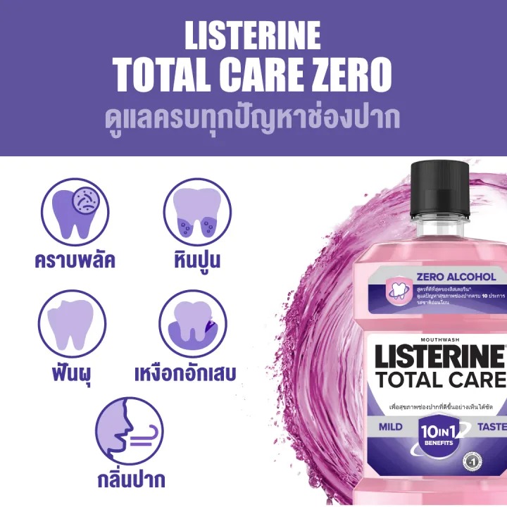 น้ำยาบ้วนปาก Listerine Mouthwash Total Care Zero Alcohol