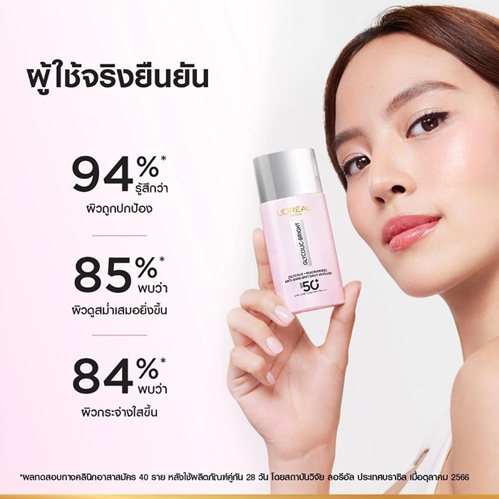กันแดดหน้า L’Oréal Paris Glycolic Bright Anti-Dark Spot Daily UV Fluid SPF50+