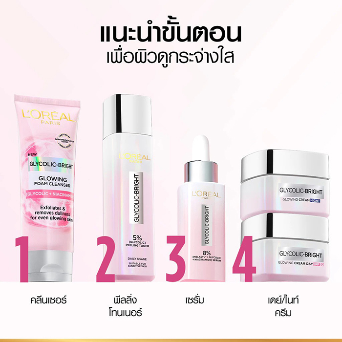 ครีมบำรุงผิวหน้า L’Oréal Paris Glycolic Bright Glowing Cream Day SPF30