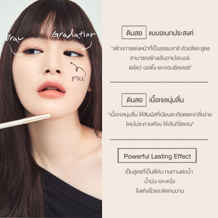 ดินสอเขียนขอบตา Heart Percent Dote On Mood Gel Eyeliner Pencil