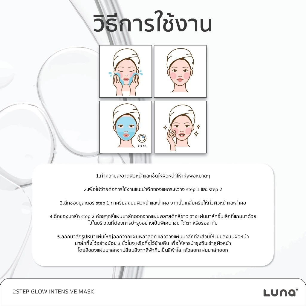 มาสก์หน้าไฮโดรเจล LUNA 2Step Glow Intensive Mask