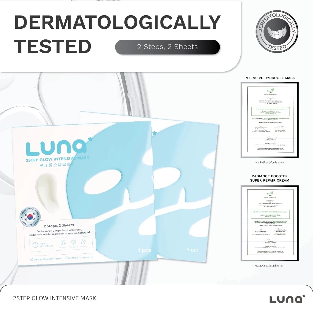 มาสก์หน้าไฮโดรเจล LUNA 2Step Glow Intensive Mask