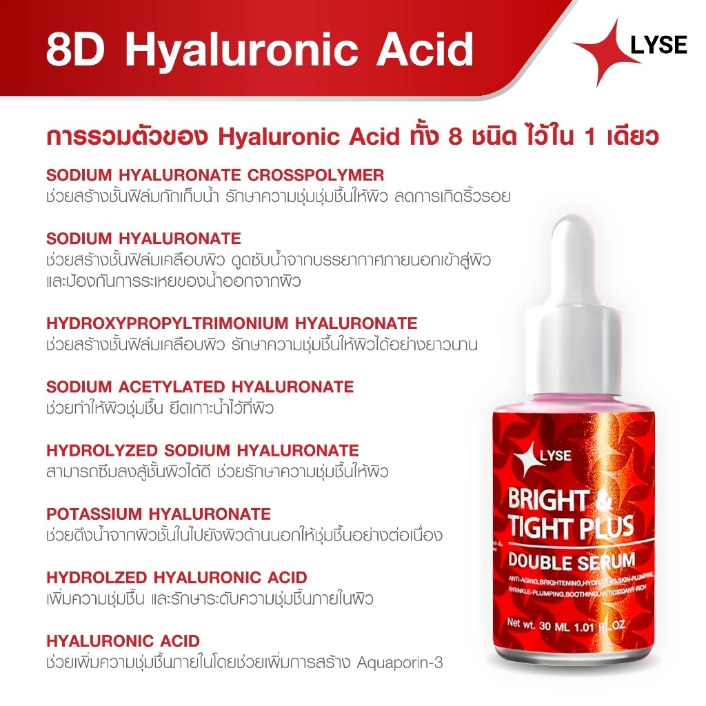 เซรั่มบำรุงผิว LYSE Bright & Tight Plus Double Serum