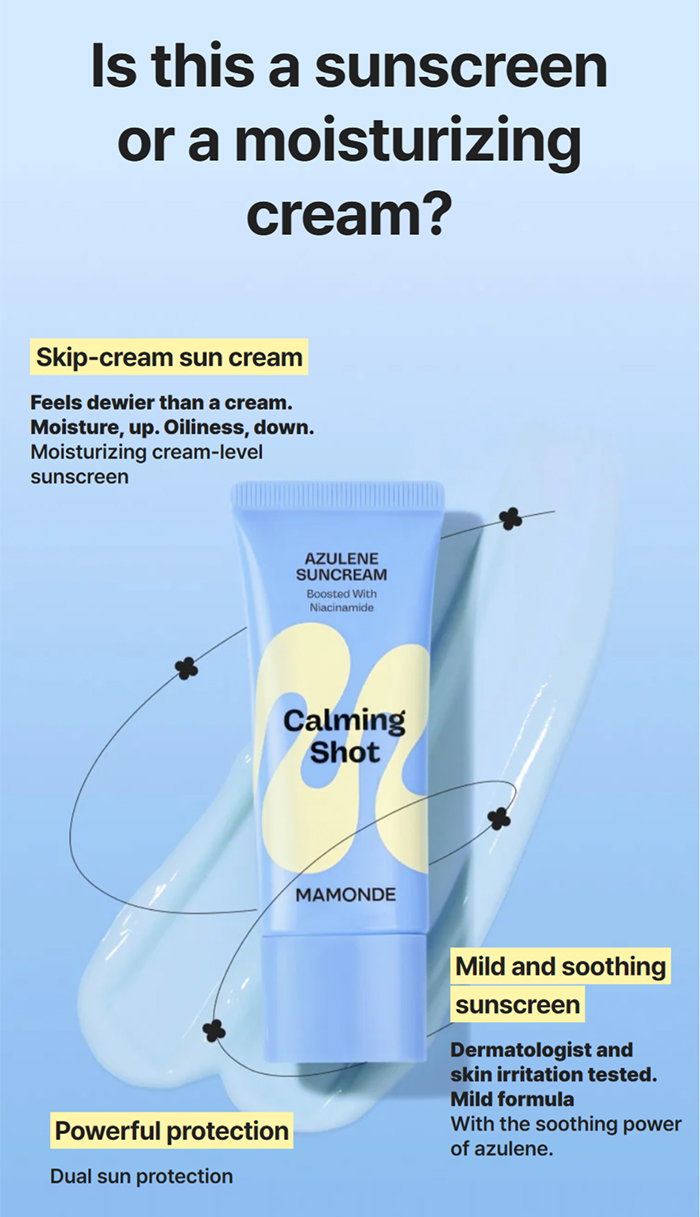 ครีมกันแดด MAMONDE Calming Shot Azulene Sun Cream SPF50+ PA++++