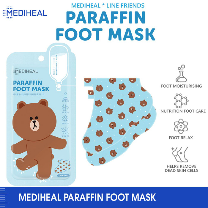 Mediheal Line Friends Paraffin Foot Mask มาสก์เท้า ช่วยบำรุงให้ผิวเนียนนุ่ม ชุ่มชื้นแลดูสุขภาพดี