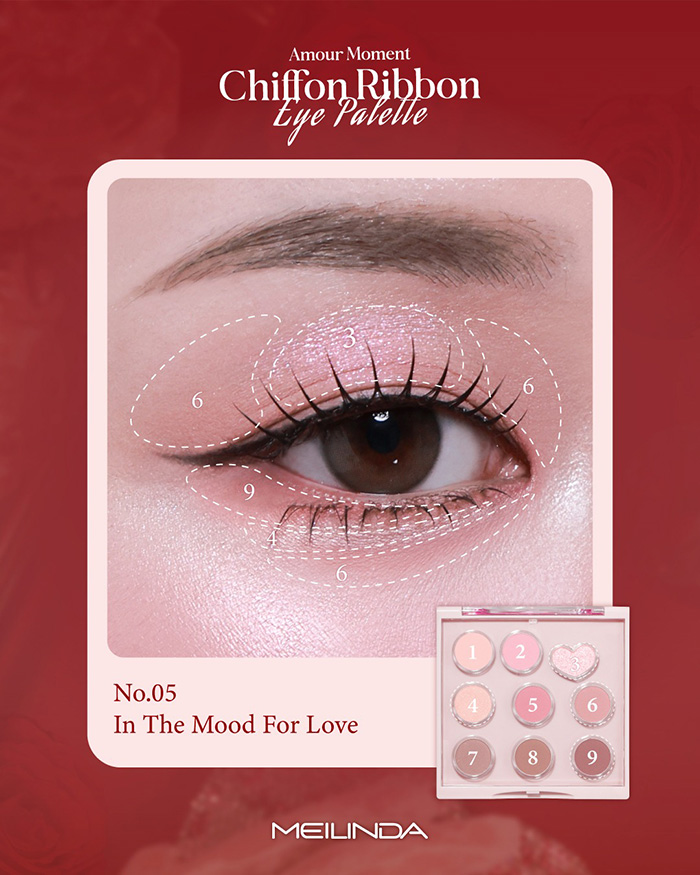 อายแชโดว์ Meilinda Chiffon Ribbon Eye Palette Amour Moment Collection อายแชโดว์ Meilinda Chiffon Ribbon Eye Palette Amour Moment Collection