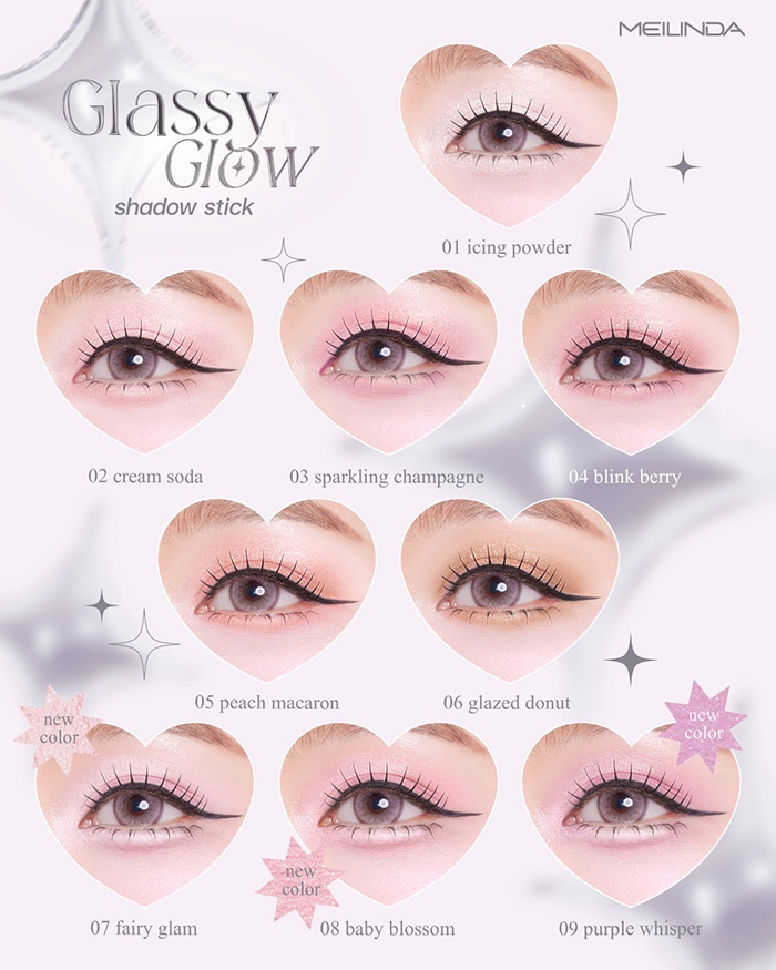 อายแชโดว์ Meilinda New Colors Glassy Glow Shadow อายแชโดว์ Meilinda New Colors Glassy Glow Shadow
