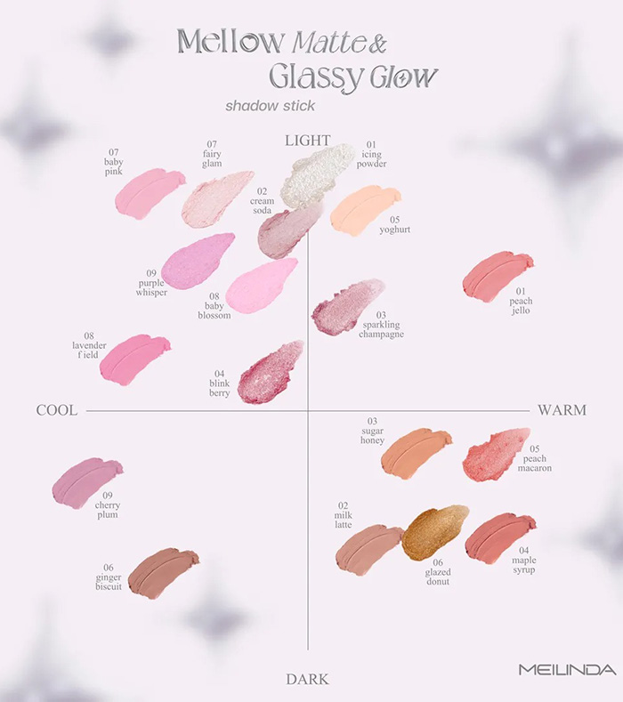 อายแชโดว์ Meilinda New Colors Glassy Glow Shadow อายแชโดว์ Meilinda New Colors Glassy Glow Shadow