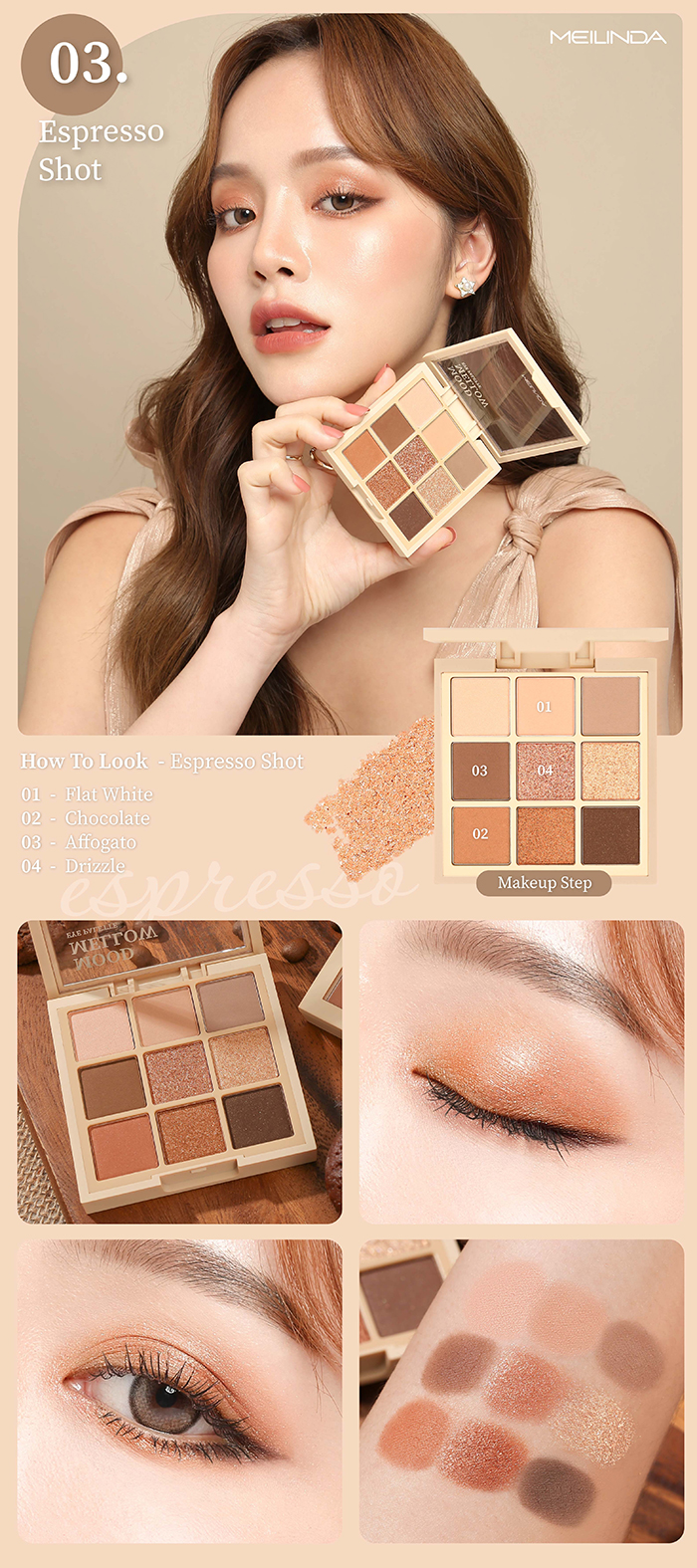 พาเลทอายแชโดว์ MEILINDA Mood Mellow Eye Palette