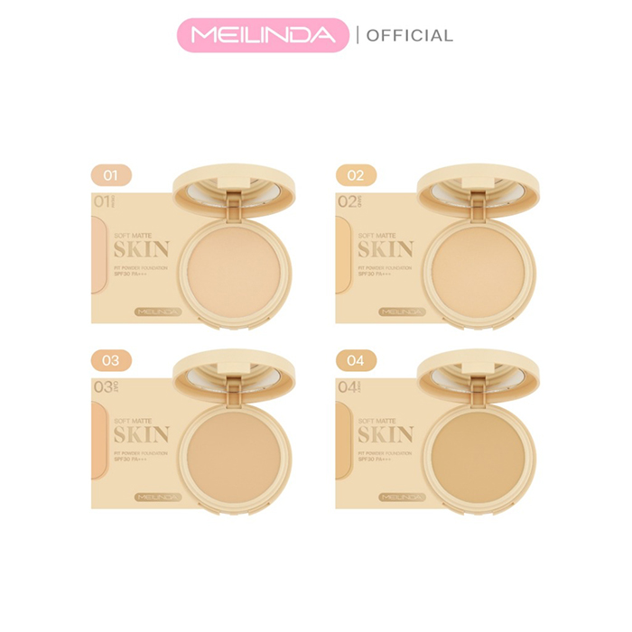 แป้งผสมรองพื้น MEILINDA Soft Matte Skin Fit Powder Foundation