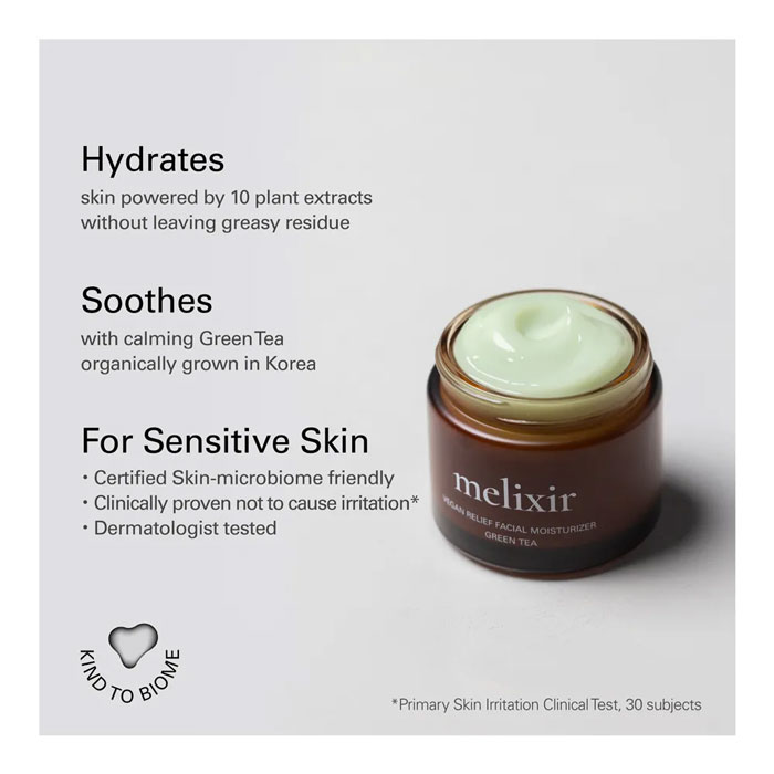 มอยเจอร์ไรเซอร์ Melixir Vegan Relief Facial Moisturizer Green Tea