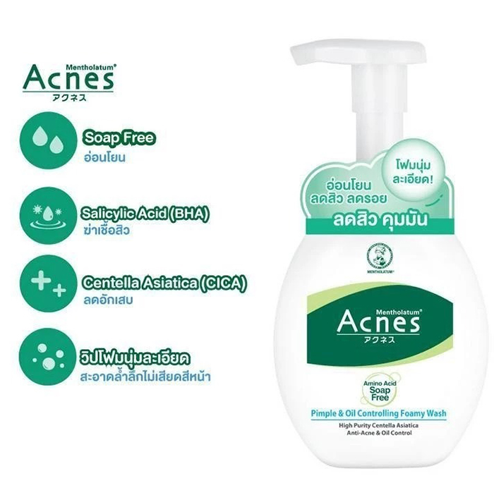 โฟมล้างหน้า Mentholatum Acnes Pimple Oil Controlling Foamy Wash