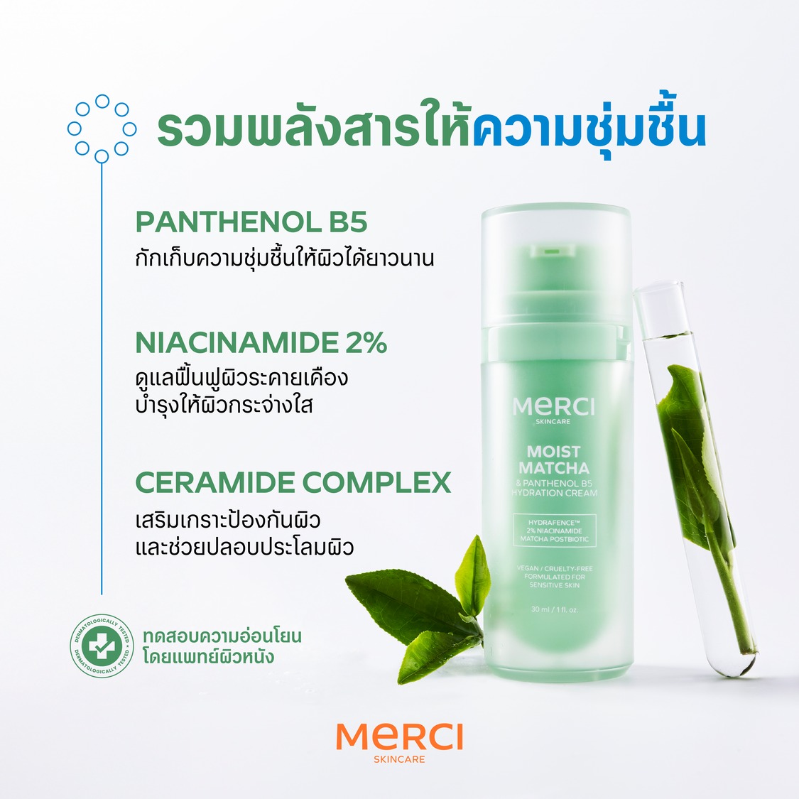 มอยส์มัทฉะ Merci Moist Matcha & Panthenol B5 Hydration Cream