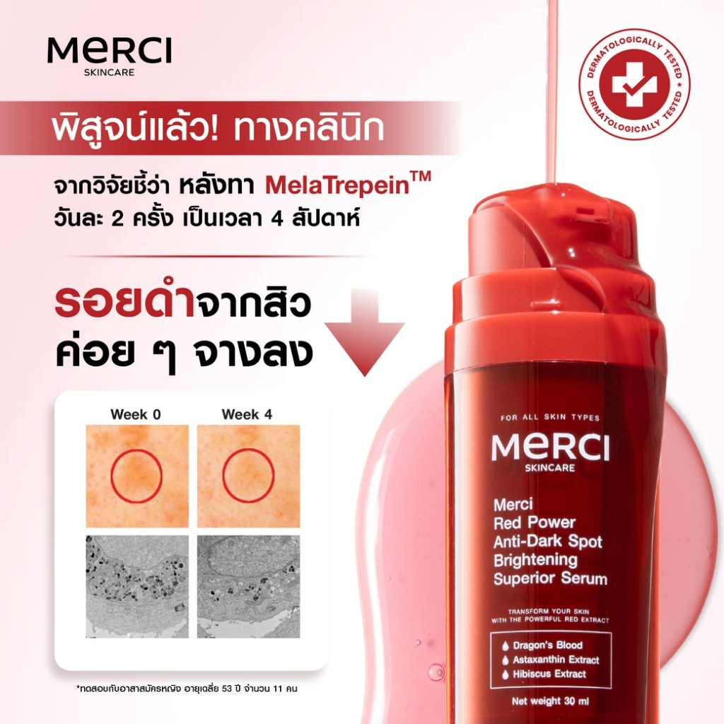 เซรั่มแก้ปัญหารอยสิว รอยดำ รอยแดง Merci Red Power Anti-Dark Spot Brightening Superior Serum