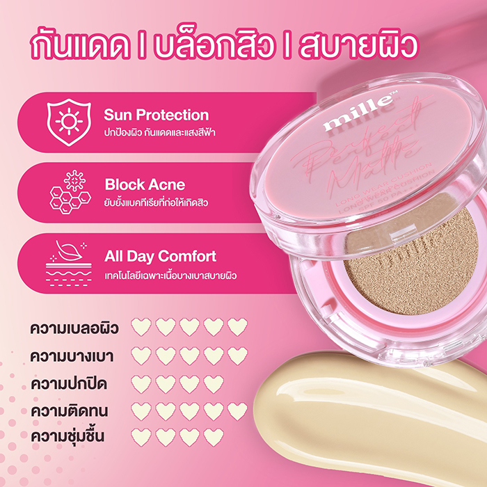 คุชชั่น Mille Perfect Matte Long Wear Cushion SPF50 PA+++