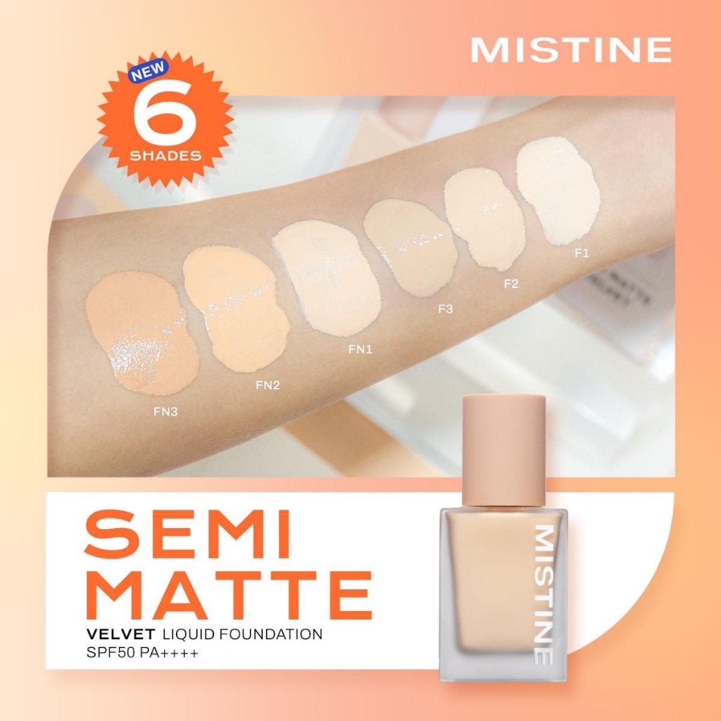 รองพื้น MISTINE Semi Matte Velvet Liquid Foundation SPF 50 PA+++