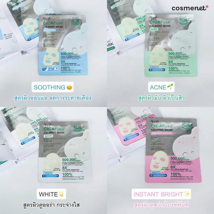 แผ่นมาส์กหน้า MizuMi CICAFuse Calming Mask