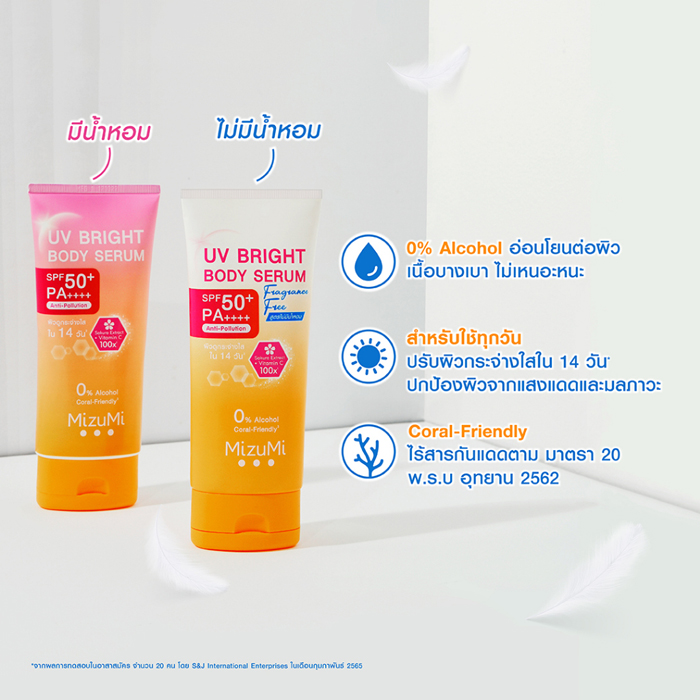 เซรั่มกันแดดทาผิวกาย MizuMi UV Bright Body Serum Fragrance Free