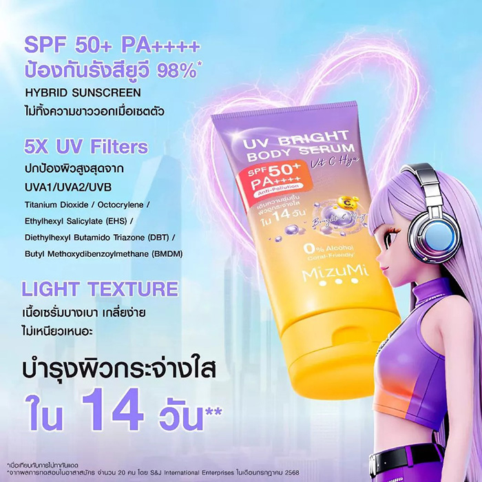 กันแดด MizuMi UV Bright Body Serum Vit C Hya