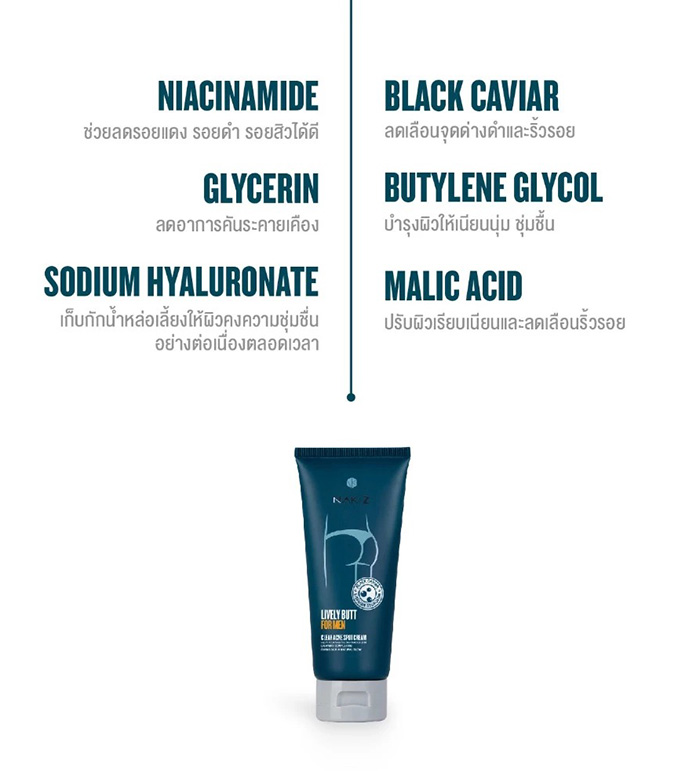 ครีมบำรุงผิวสำหรับผู้ชาย NAKIZ Livwely Butt For Men ครีมบำรุงผิวสำหรับผู้ชาย NAKIZ Livwely Butt For Men