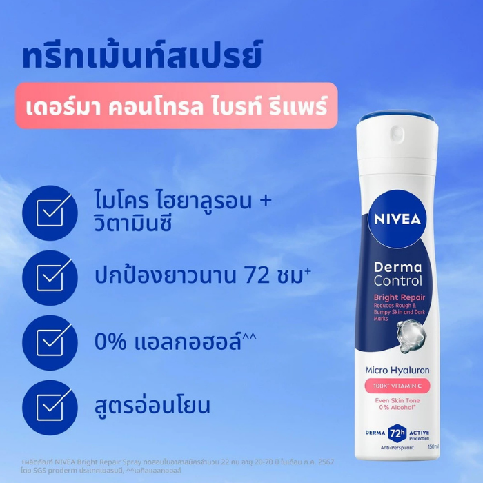 สเปรย์ระงับกลิ่นกาย NIVEA Derma Control Bright Repair Spray