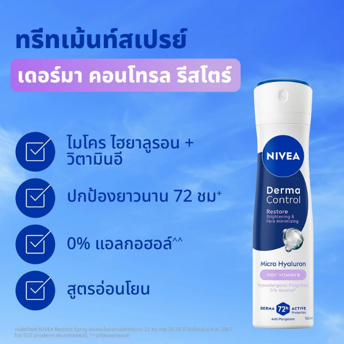 สเปรย์ระงับกลิ่นกาย NIVEA Derma Control Restore Spray