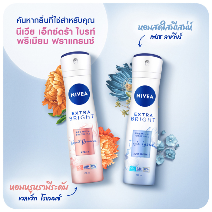 สเปรย์ระงับกลิ่นกาย Nivea Extra Bright Premium Fragrance Fresh Lavier Aqua Breeze Spray