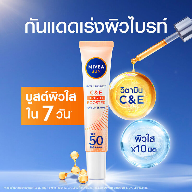 กันแดดบำรุงผิว Nivea Sun Extra Protect C&E Bright Booster UV Sun Serum SPF50 PA++++