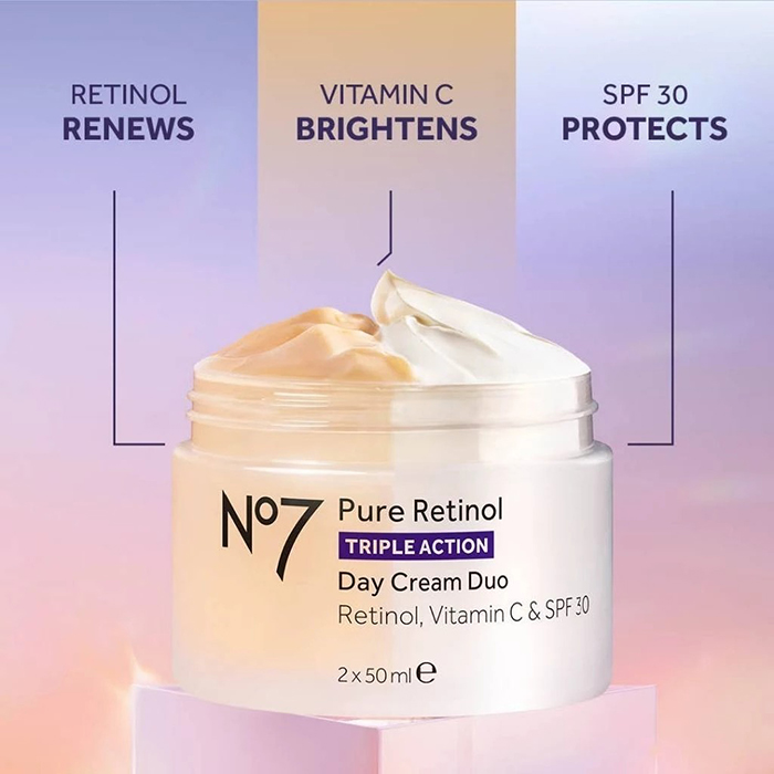 เดย์ครีม No7 Pure Retinol Triple Action Day Cream Duo Retinol, Vitamin C & SPF 30