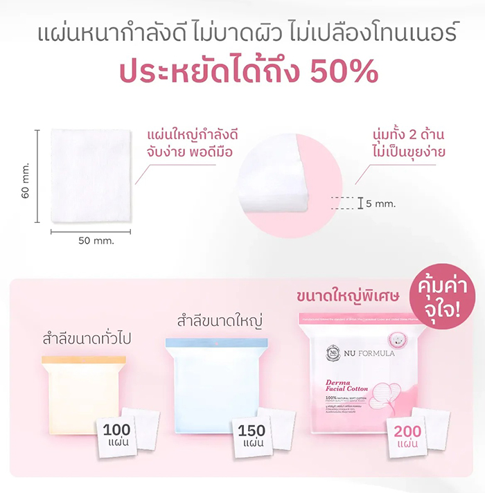 สำลี NU Formula Derma Facial Cotton