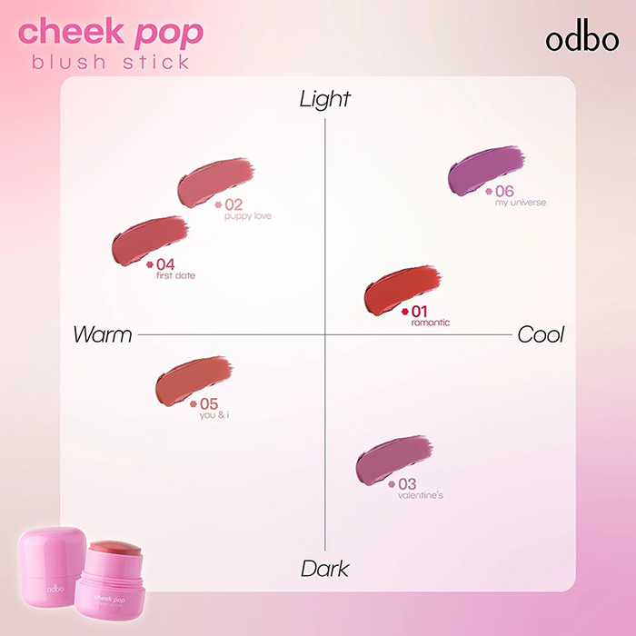 บลัชออน odbo Cheek Pop Blush Stick