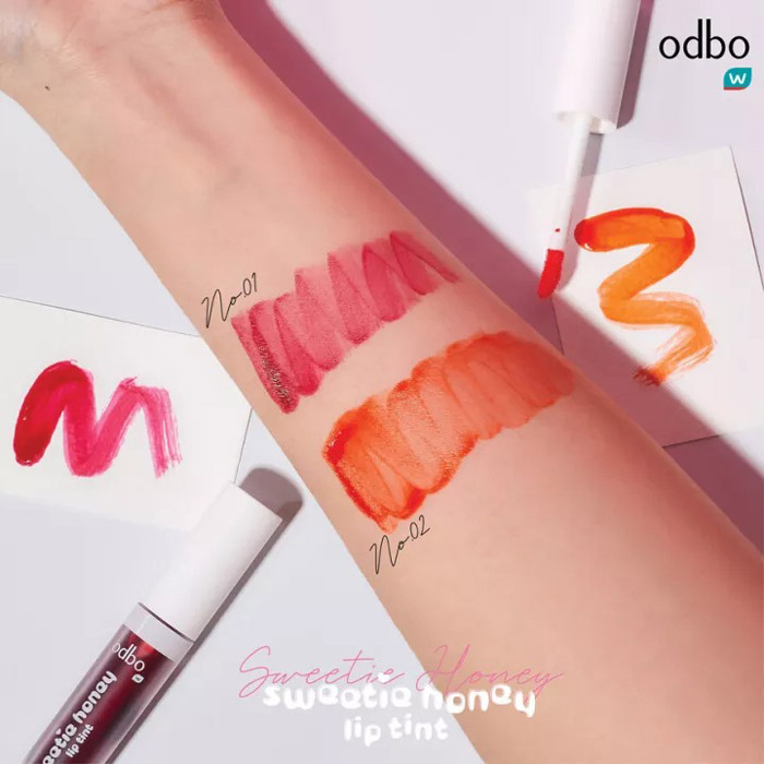 ODBO Sweetie Honey Lip Tint ลิปทินท์ เบาบาง เกลี่ยง่าย ไม่เหนียวเหนอะหนะ สีชัด ฉ่ำๆ ให้ลุคธรรมชาติแบบสาวเกาหลี สีโทนแดงและสีโทนส้ม