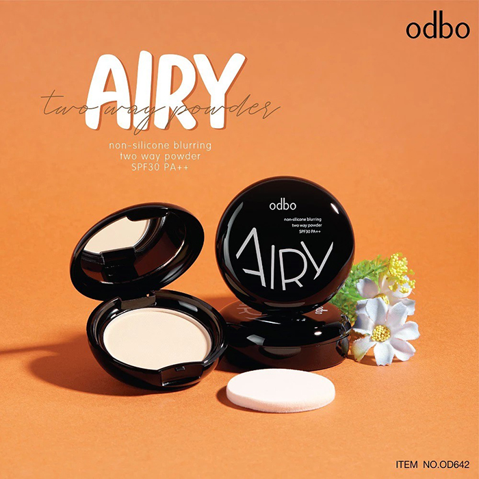 แป้งผสมรองพื้น Odbo Cosmetic Airy Non-Silicone Blurring Two Way Powder SPF30 PA++