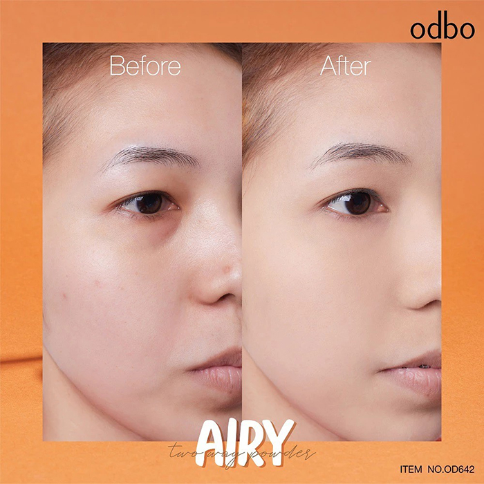 แป้งผสมรองพื้น Odbo Cosmetic Airy Non-Silicone Blurring Two Way Powder SPF30 PA++