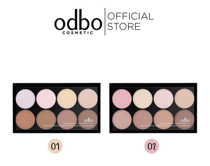 ไฮไลท์แอนด์คอนทัวร์ Odbo Cosmetic Highlight & Contour Pro Palette