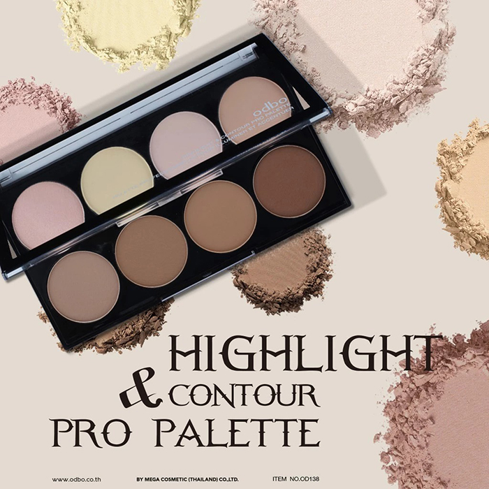 ไฮไลท์แอนด์คอนทัวร์ Odbo Cosmetic Highlight & Contour Pro Palette