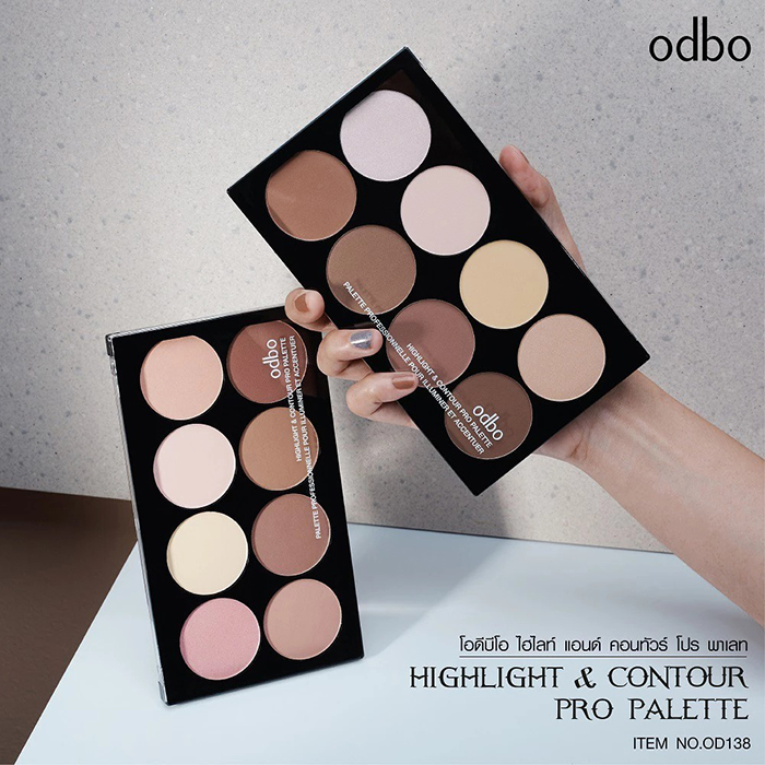 ไฮไลท์แอนด์คอนทัวร์ Odbo Cosmetic Highlight & Contour Pro Palette