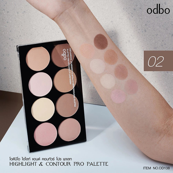 ไฮไลท์แอนด์คอนทัวร์ Odbo Cosmetic Highlight & Contour Pro Palette