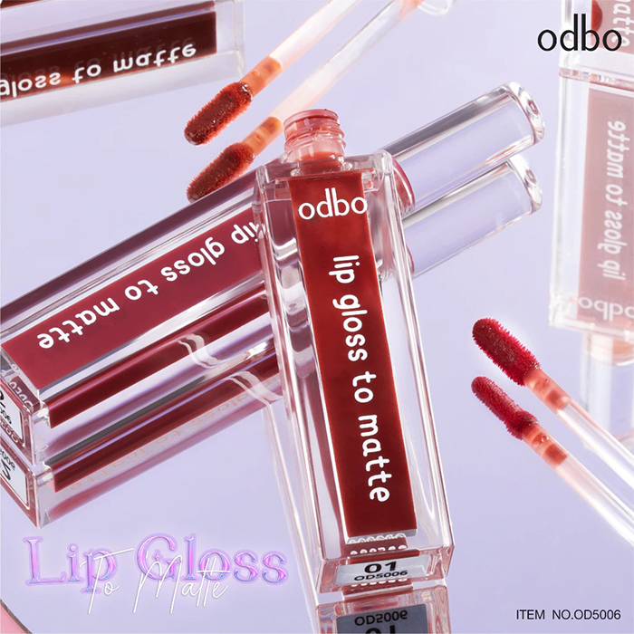 ลิปกลอส Odbo Cosmetic Lip Gloss To Matte