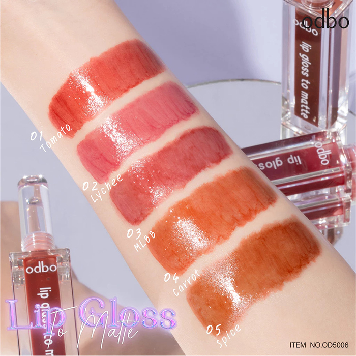 ลิปกลอส Odbo Cosmetic Lip Gloss To Matte