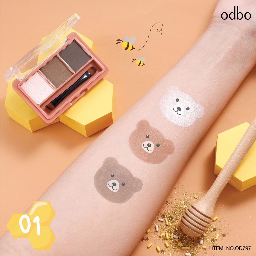 พาเลทแต่งคิ้ว odbo cosmetic 3 Color Matches Of Brows พาเลทแต่งคิ้ว odbo cosmetic 3 Color Matches Of Brows