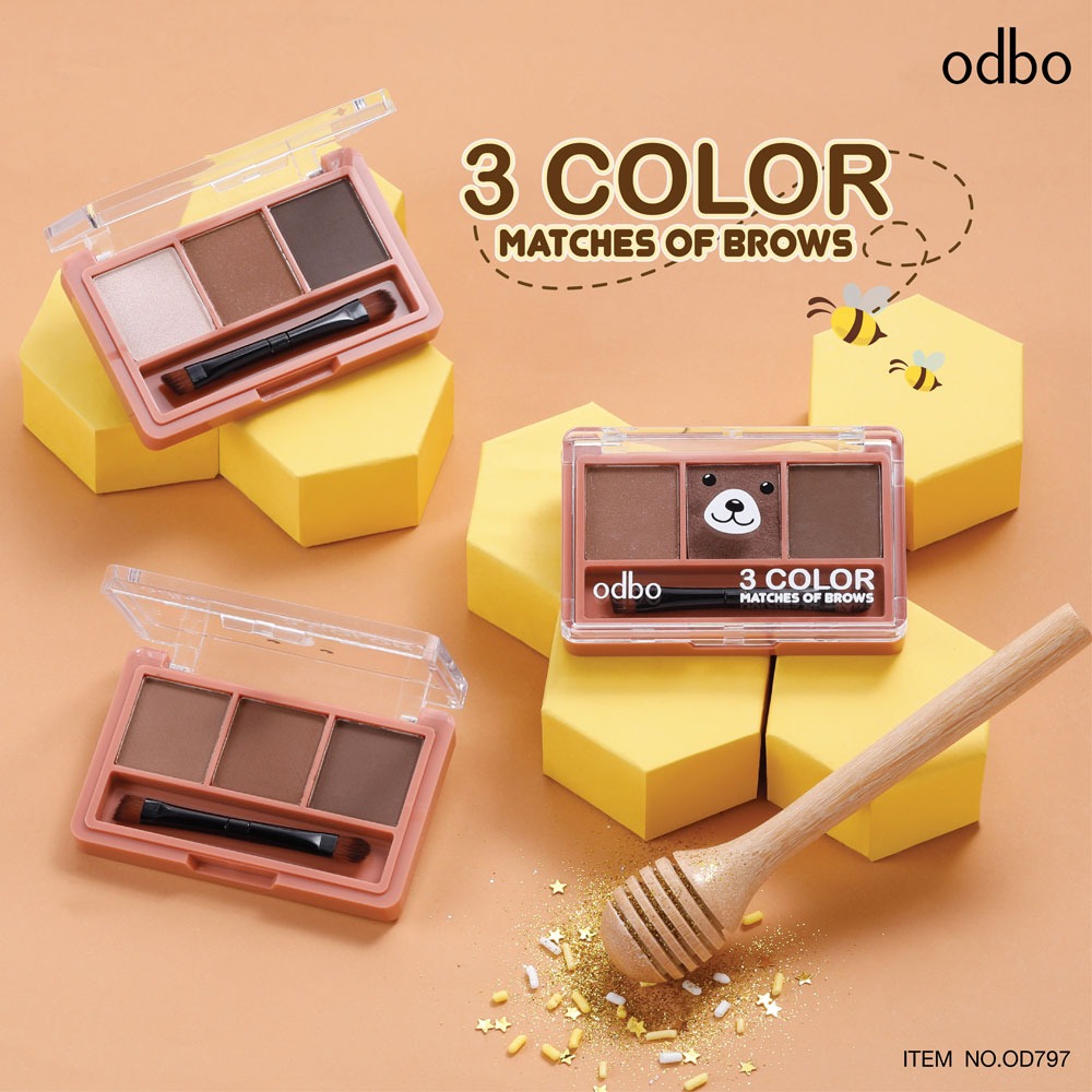 พาเลทแต่งคิ้ว odbo cosmetic 3 Color Matches Of Brows พาเลทแต่งคิ้ว odbo cosmetic 3 Color Matches Of Brows