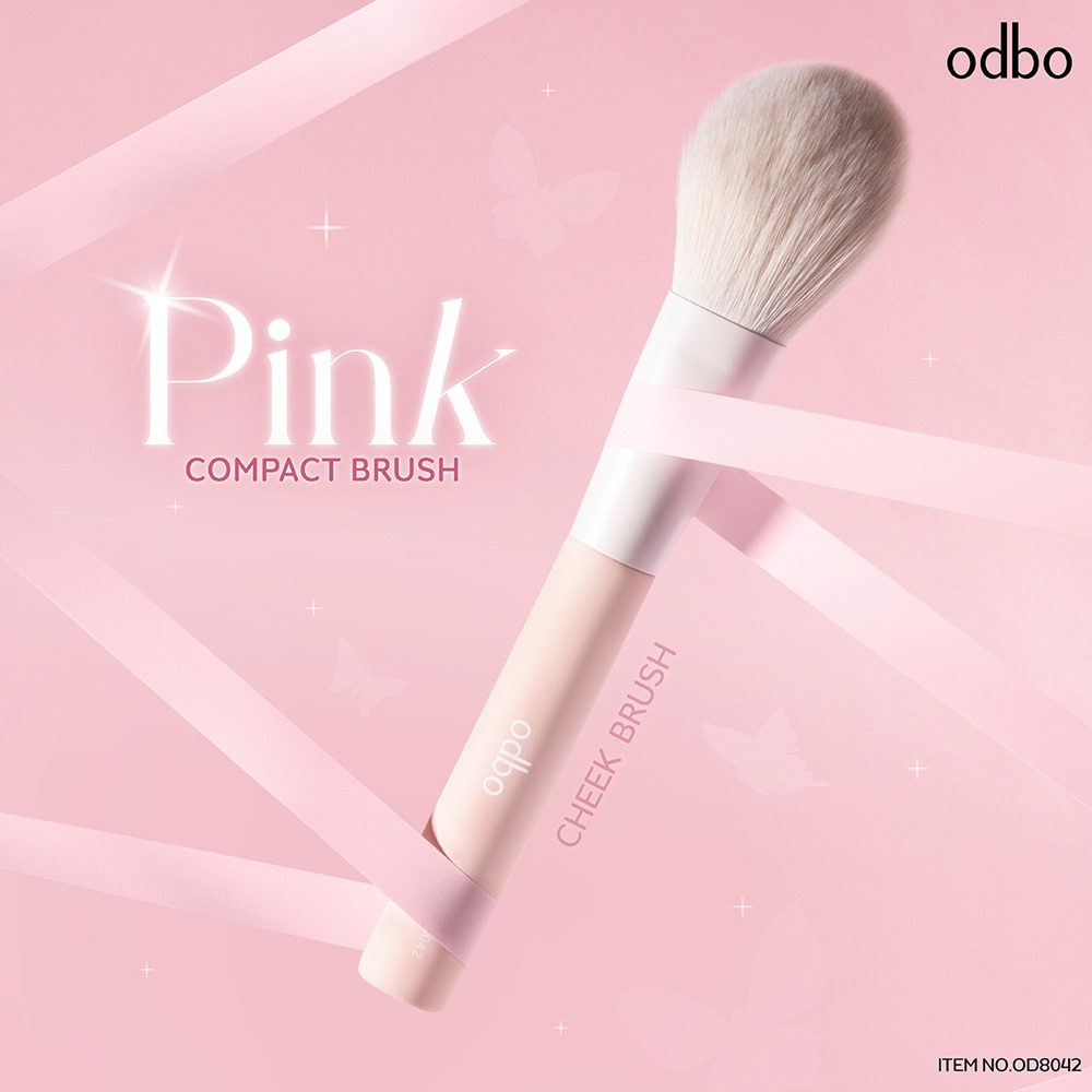 แปรงปัดแก้ม odbo cosmetic Pink Compect Brush (Cheek Brush)