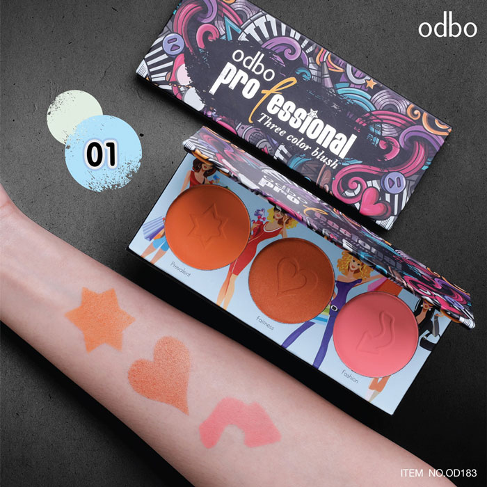 บลัชออน Odbo Cosmetic Professional Three Color Blush