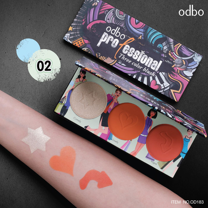 บลัชออน Odbo Cosmetic Professional Three Color Blush