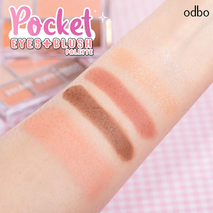 พาเลท Odbo Cosmetic Pocket Eyes + Blush Palette