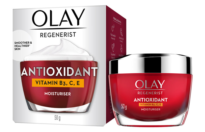 Olay Regenerist Antioxidant (Vitamin B3, C, E) Moisturiser มอยเจอร์ไรเซอร์ ช่วยเสริมความแข็งแรงให้กับเกราะป้องกันผิวและมอบความชุ่มชื้น และช่วยลดสัญญาณของริ้วรอยก่อนวัย