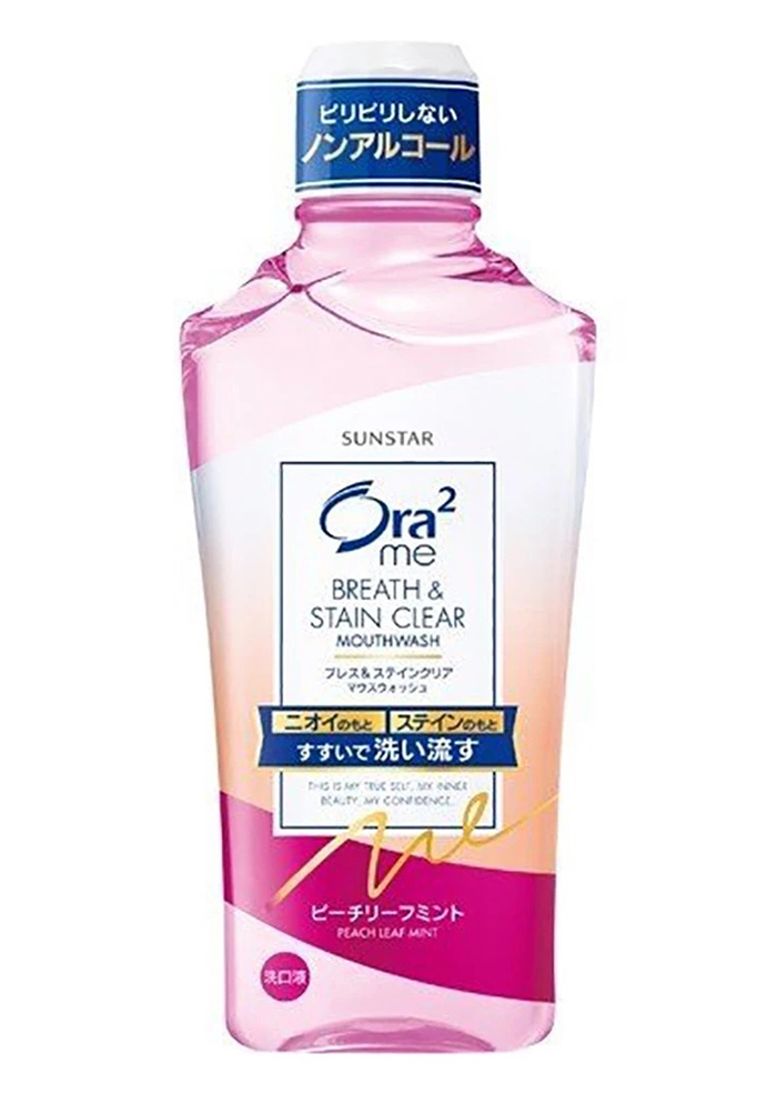 น้ำยาบ้วนปาก Ora2 Me Breath & Stain Clear Mouthwash R Peach Leaf Mint