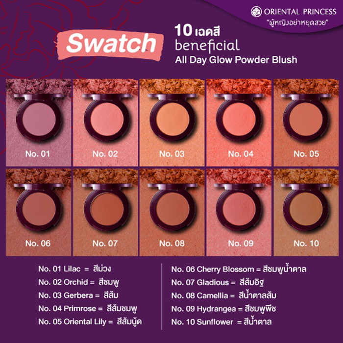 Oriental Princess beneficial All Day Glow Powder Blush บลัชออน