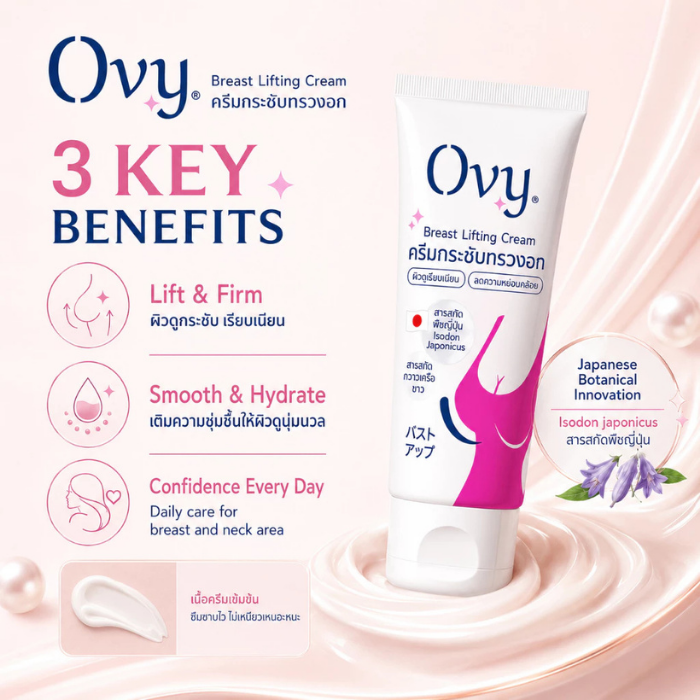 ครีมบำรุงผิวบริเวณทรวงอกและลำคอ Ovy Breast Lifting Cream ครีมบำรุงผิวบริเวณทรวงอกและลำคอ Ovy Breast Lifting Cream
